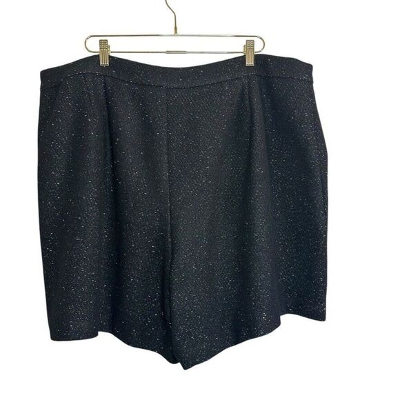 1. State Women Black Gold Tweed Boucle Casual Shorts Plus Size 22W Festive - Picture 2 of 8